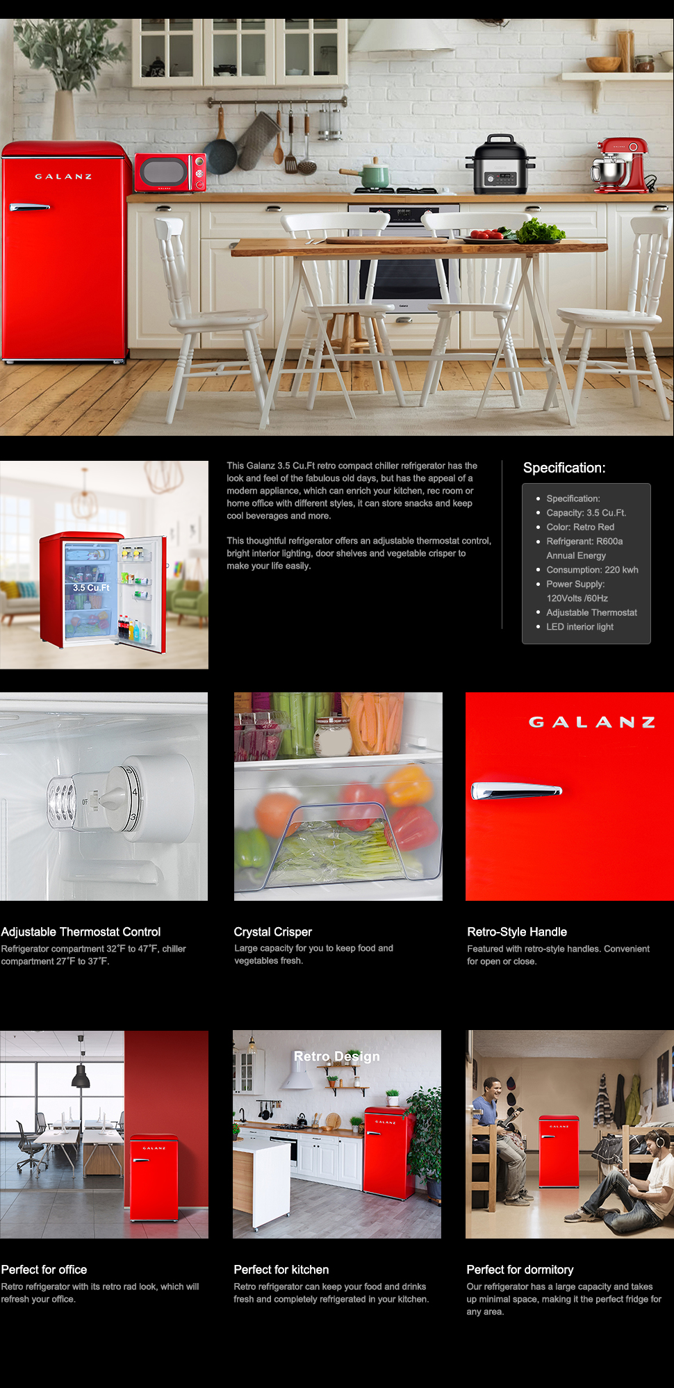 3 5 Cu Ft Retro Fridge En Galanz Thoughtful Engineering