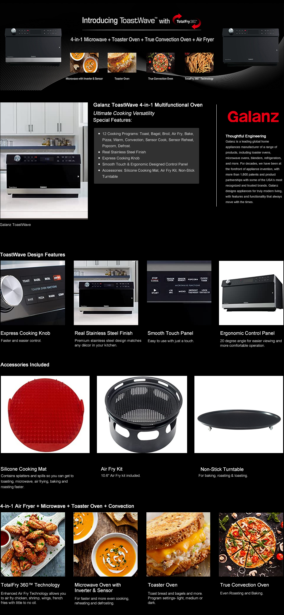 Galanz Countertop SpeedWave 3in1 Convection Oven,