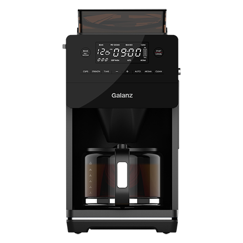 Galanz 2-in-1 Grind and Brew Coffee Maker with Adjustable Grind size, Digital LED Touch Screen, Removable Coffee Filter Baske