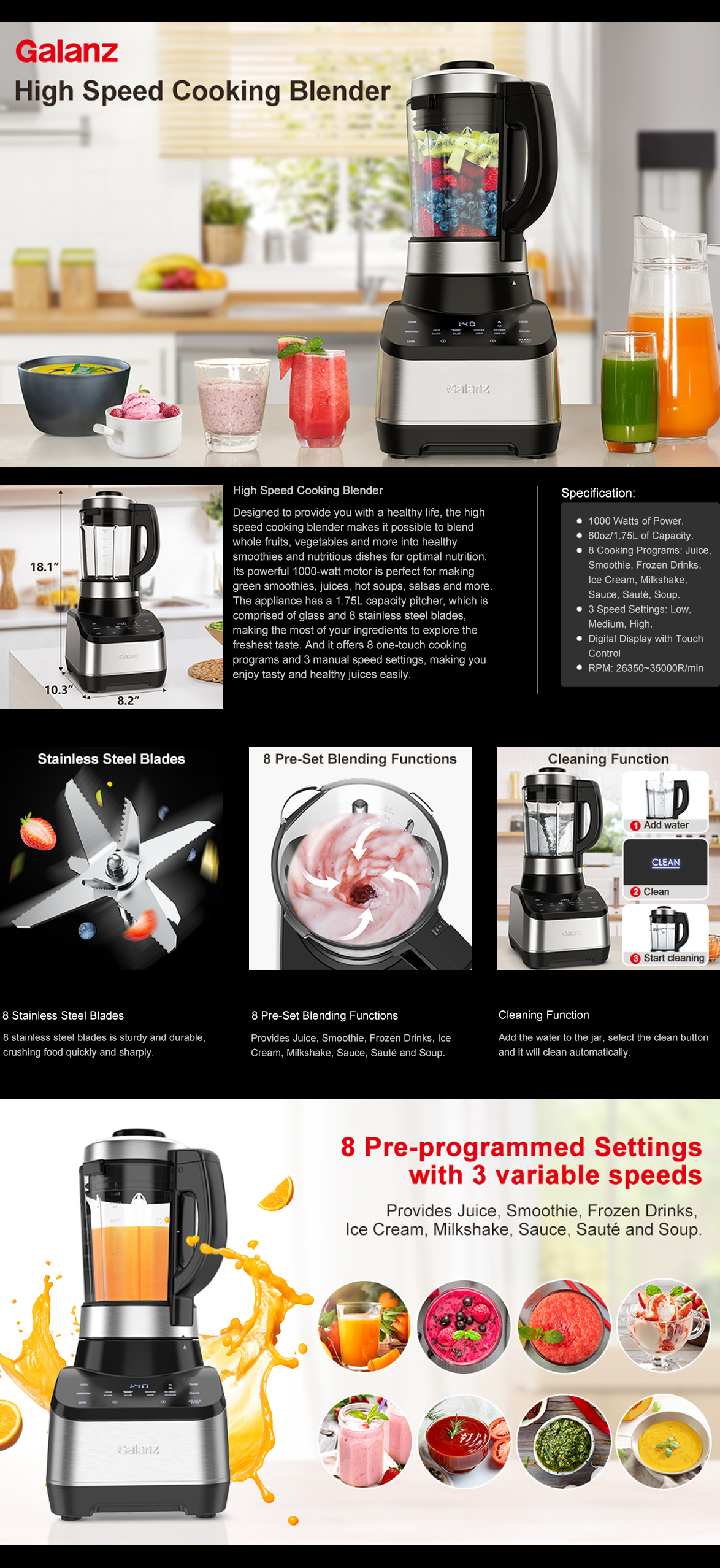 GLCB60ES210A High Speed Blender – Galanz – Thoughtful Engineering