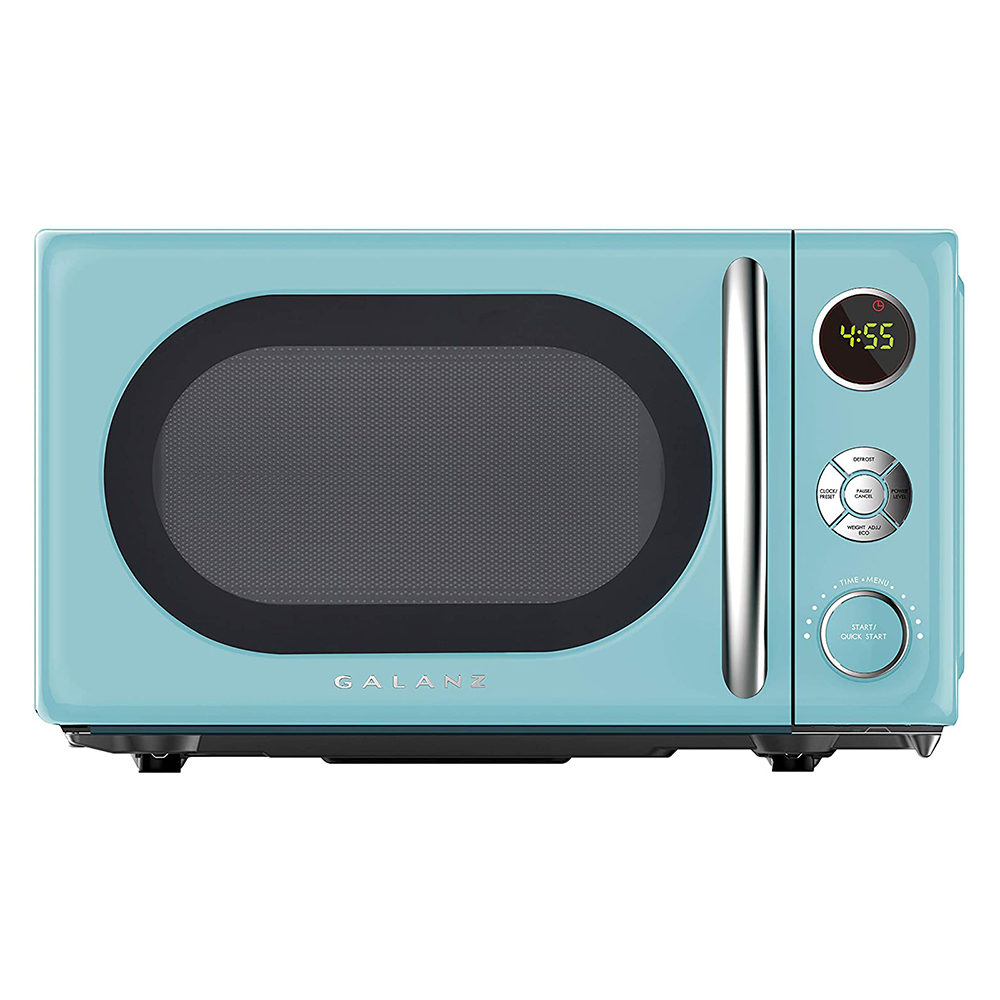 Galanz GLCMKZ07GNR07 Retro Countertop Microwave Oven with Auto Cook & Reheat, Defrost, Quick Start Functions, Easy Clean with Glass Turntable, Pull