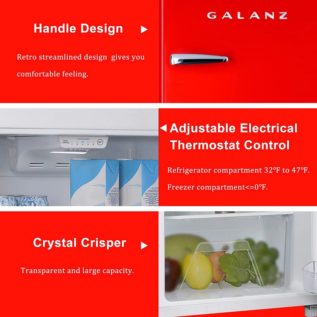 GLR12TWEEFR by Galanz - Galanz 12.0 Cu Ft Retro Top Mount Refrigerator in  Milkshake White