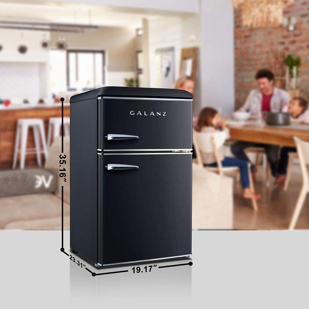 Galanz 3.1 Cu ft Two Door Mini Fridge with Freezer, Stainless, Estar