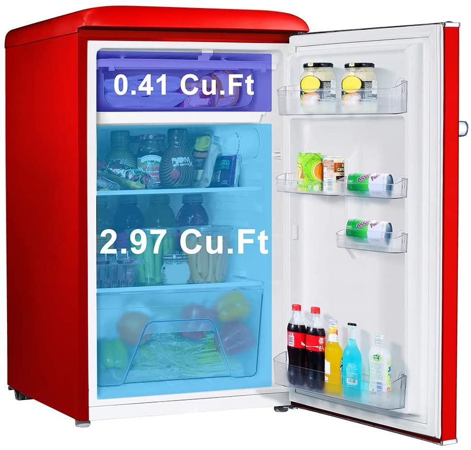  Galanz GLR31TRDER Retro Compact Refrigerator with Freezer Mini  Fridge with Dual Doors, Adjustable Mechanical Thermostat, 3.1 Cu Ft, Red :  Home & Kitchen