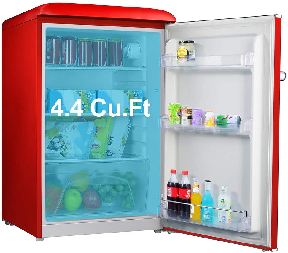 Galanz GLR40TRDER Retro Compact Refrigerator, 4.0 Cu.Ft Mini Fridge with  Dual Doors, Adjustable Mechanical Thermostat with Freezer, 3 Removable  Glass Shelf, 1 Crystal Crisper, 1 Power Cord, Red 