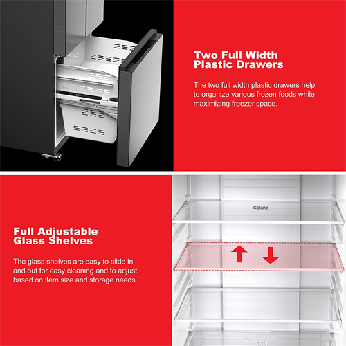 GLR16FS2D08 Galanz French Door Refrigerator Triple Door Fridge
