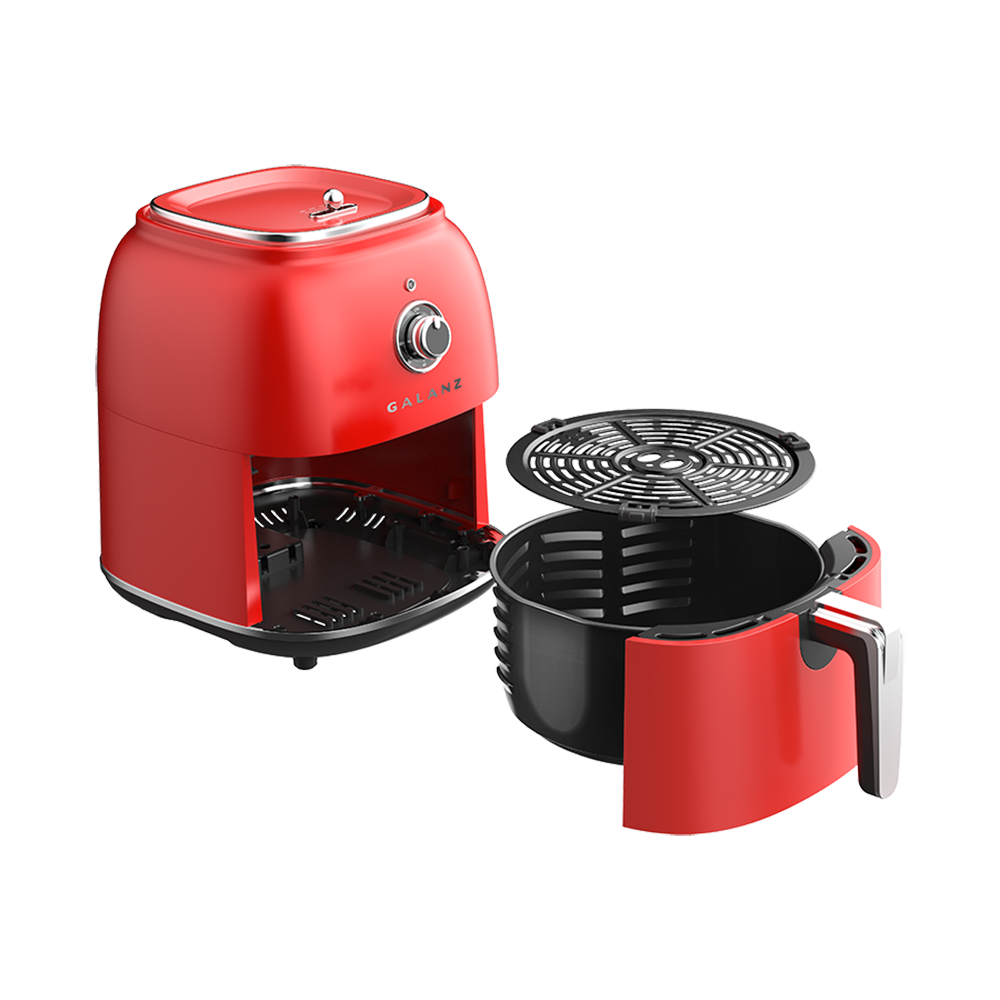 Galanz Retro Red Air Fryer 1500W, Removable Fry Basket, ETL Listed