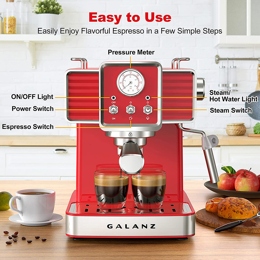 GLEC02RDRE14 Retro Espresso Coffee Machine – Galanz – Thoughtful