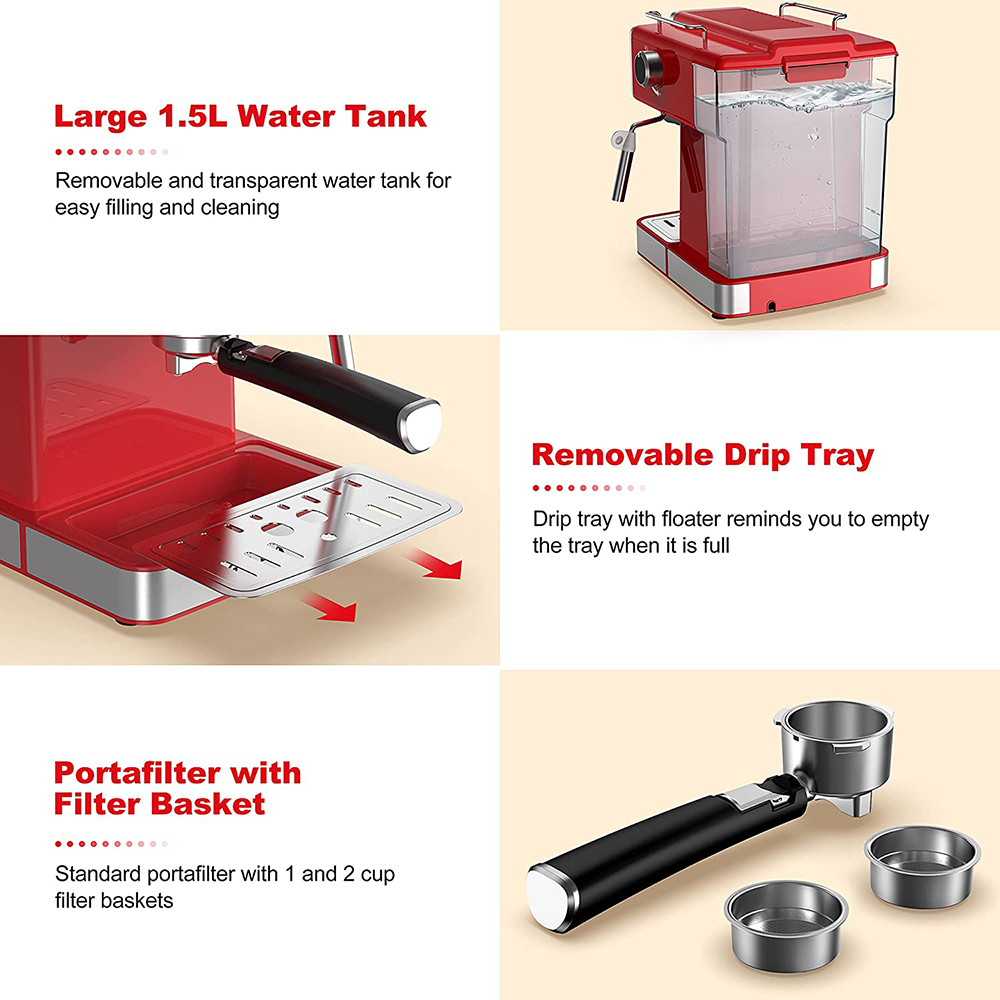 GLEC02RDRE14 Retro Espresso Coffee Machine – Galanz – Thoughtful