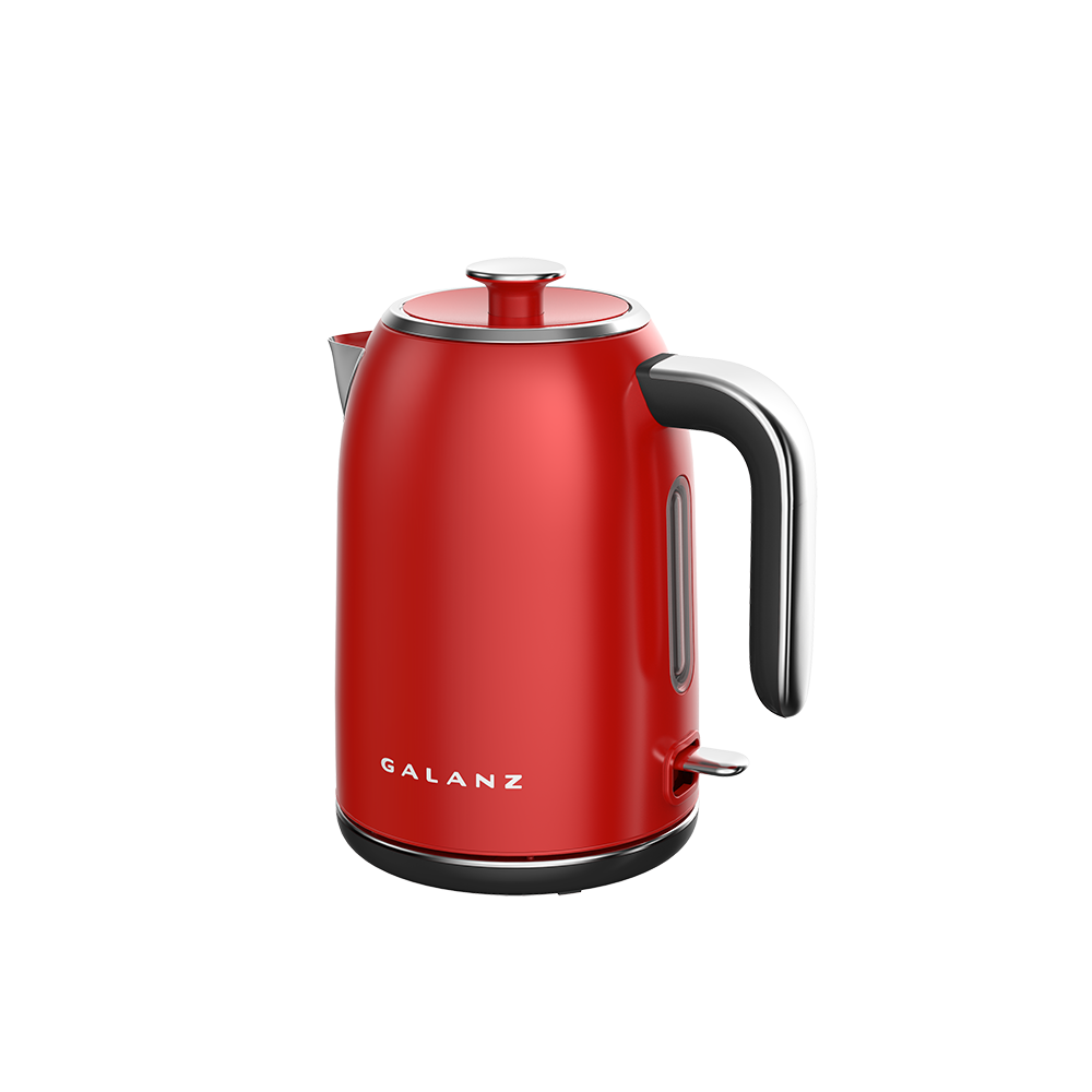 Retro Style Electric Kettle, Red & Stainless Steel