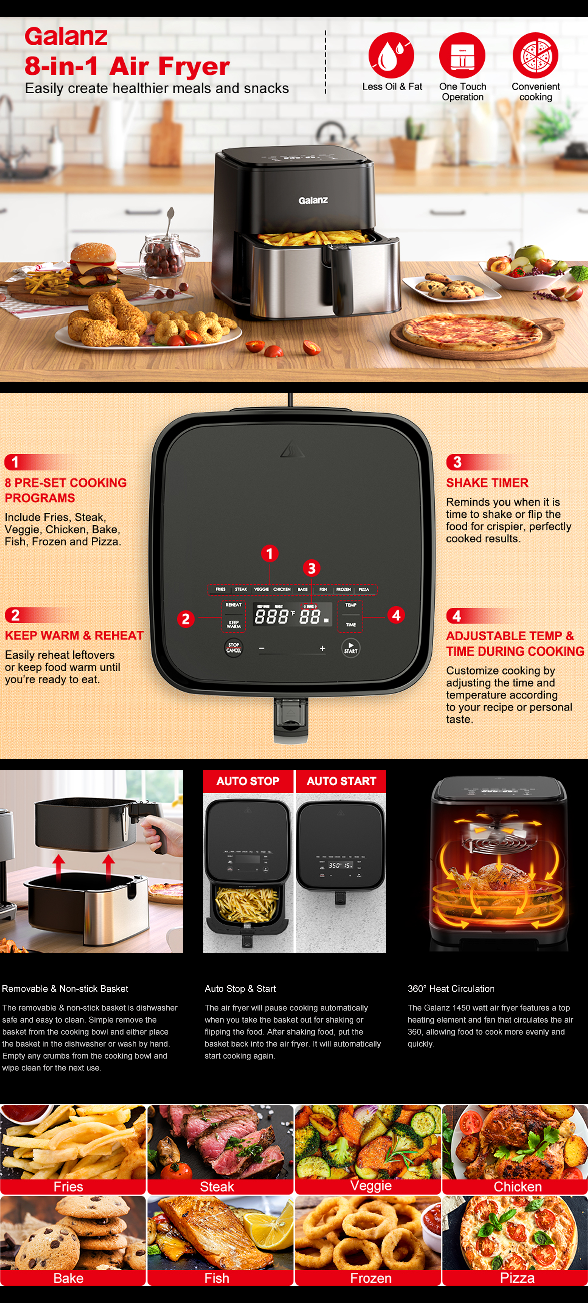  Galanz Oil Free Electric Digital Air Fryer with Touch