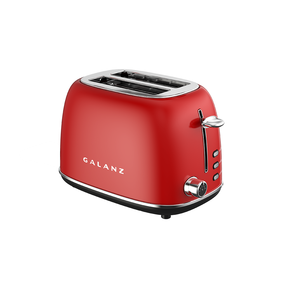 Galanz Retro Wide-Slot 2-Slice 6-Shade Bread Toaster - Red