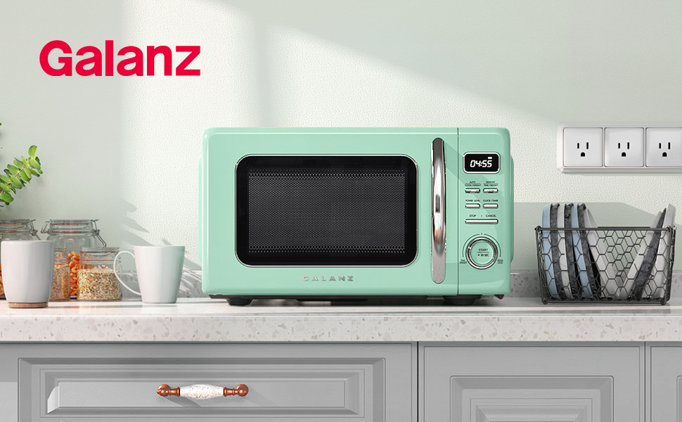 Galanz GLCMKZ11GNR10 Retro Countertop Microwave Oven with Auto Cook &  Reheat, Defrost, Quick Start Functions, Easy Clean with Glass Turntable,  Pull Handle, 1.1 cu ft, Green - Yahoo Shopping